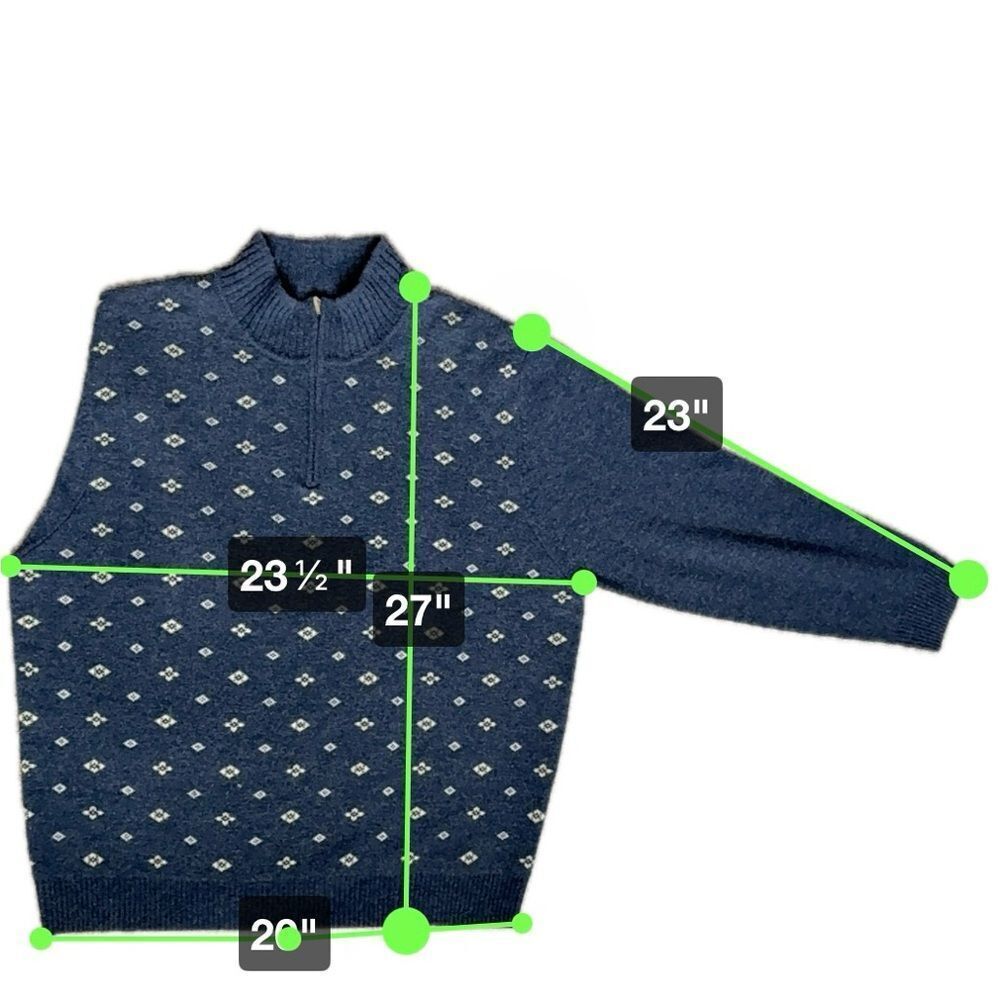 Jos. A. Bank - Wool Blend 1/4 Zip Pull Over Sweater‎ - Size Large - Navy & White - Picture 5 of 5